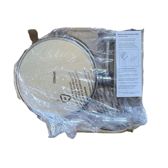 Conair 8" Chrome Wall Mirror 5X Mag Swivel Arm Make Up Open Box - Picture 5 of 13